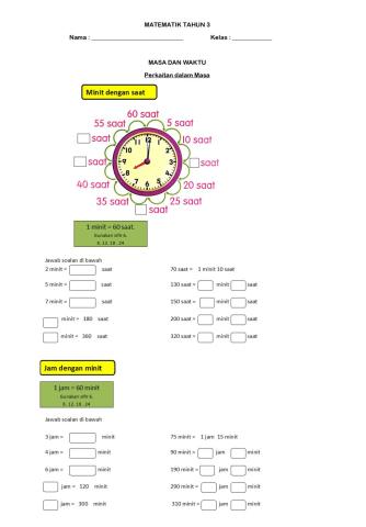 MATEMATIK TAHUN 3 (Masa dan Waktu)