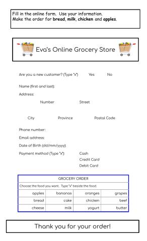 Online Shopping Form Practice