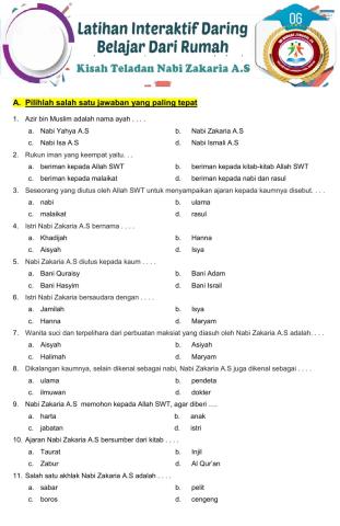 Latihan Interaktif Tugas Nabi Zakaria A.S