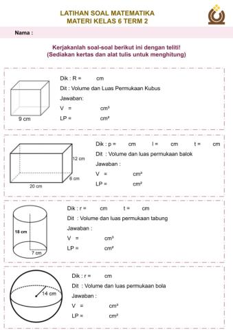 Latihan Soal Math G6 Term 2