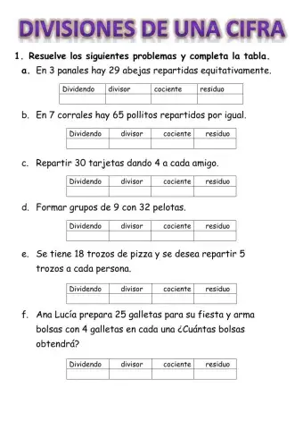 Problemas de división