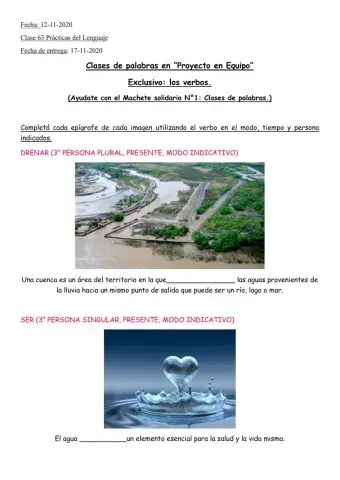 Clases de palabras: los verbos-Proyecto en Equipo-