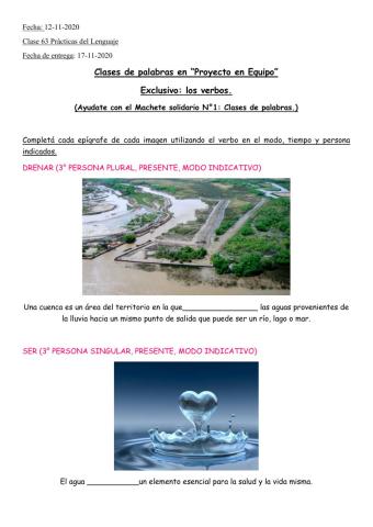 Clases de palabras: los verbos-Proyecto en Equipo-