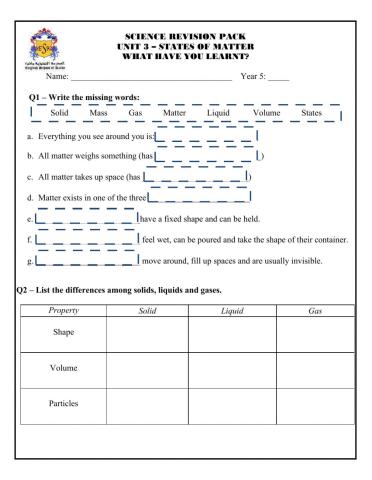 Grade 5 Revision Pack- Part 1