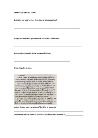 Examen lengua 1 eso