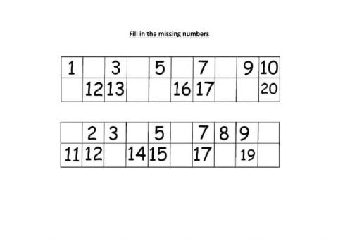Fill in the missing numbers