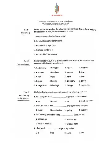 English 7 45' Test 11