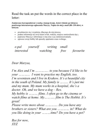 Informal letter to an exchange student