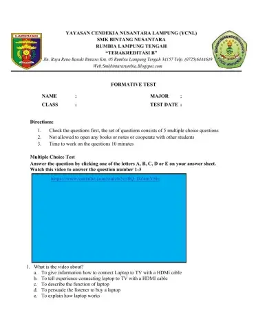 Formative Test (Procedure Text)