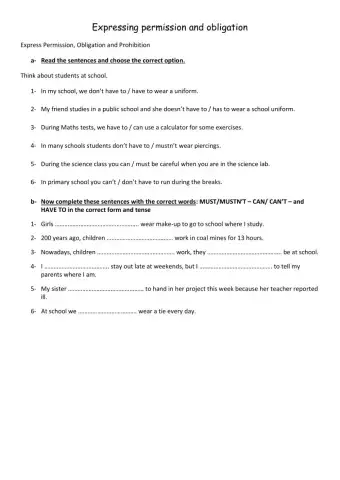 Permission and Obligation expressions