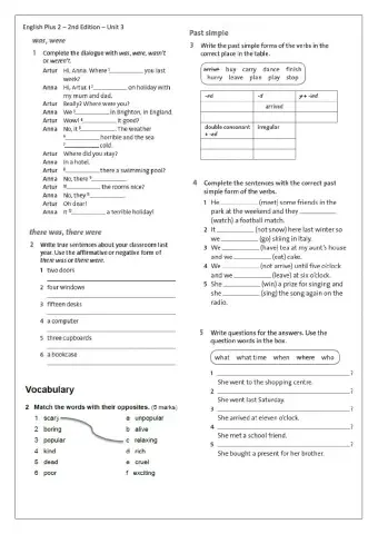 UNIT 3 TEST - English Plus 2-2nd edition