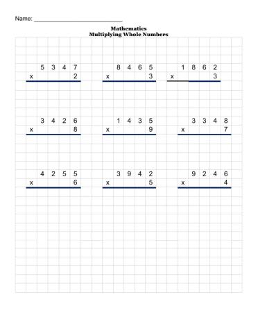 Multiplying Whole Numbers -2