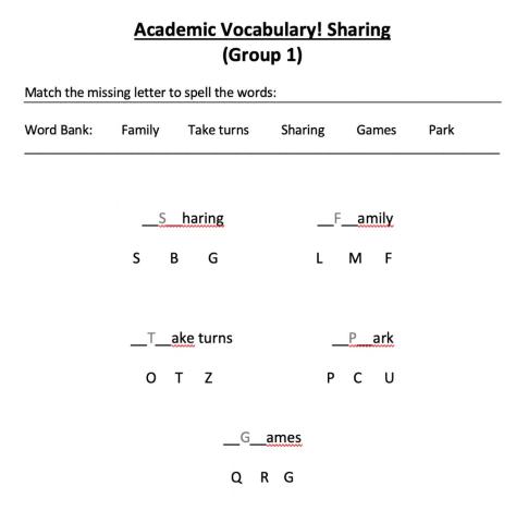 Sharing- Academic Vocab- Group 1