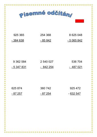 Písemné odčítání