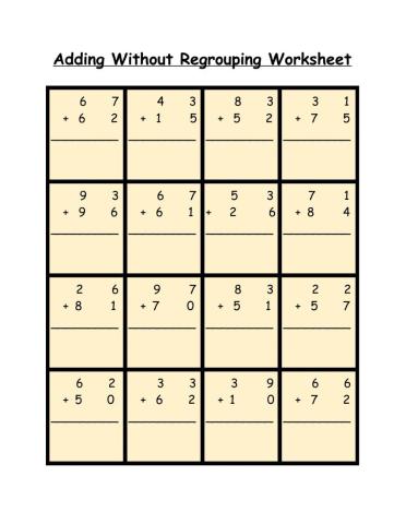 Addition without regrouping
