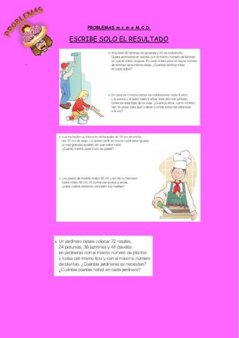 Problemas mínimo común múltiplo