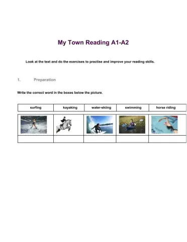 My Town, Reading A1-A2