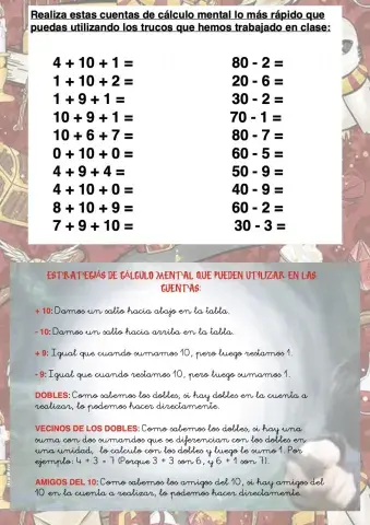 Cálculo mental suma y resta