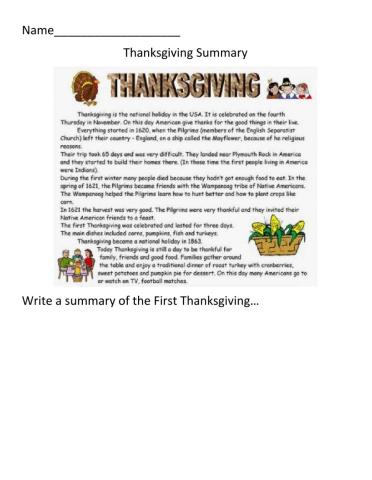 SUMMARY (Thanksgiving)