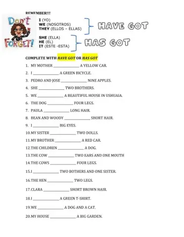 Have - has got Complete 1