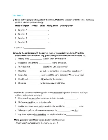 Class 7. Test unit 1