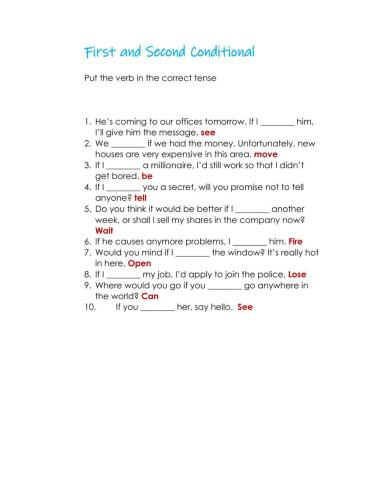 First and second conditional