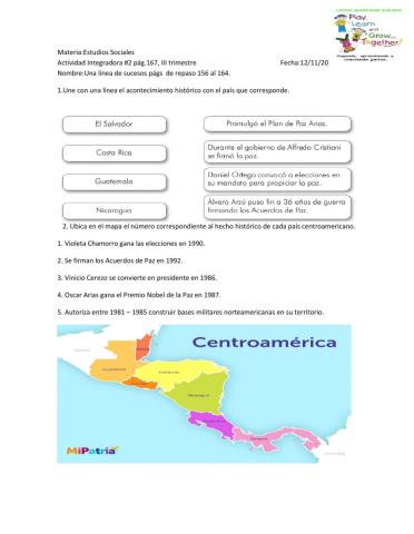 Hechos importantes de América  Central de 1970 al 2000.