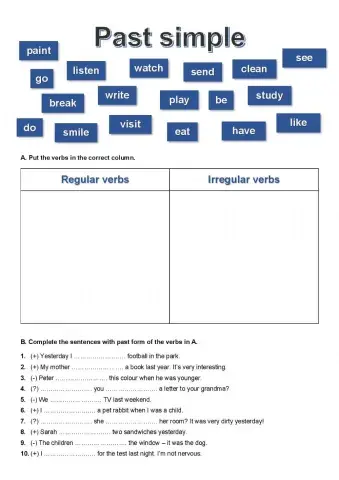 Past simple tense - regular & irregular