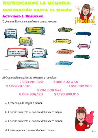 Numeración hasta el billón