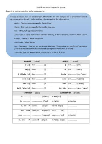 Verbes du premier groupe - Présent