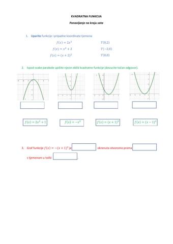 Kvadratna funkcija f(x)-ax-2+c,f(x)-a(x-x-0)-2