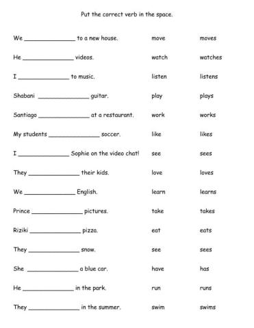 Present Simple Verbs