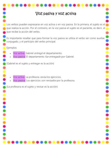 Voz pasiva y voz activa