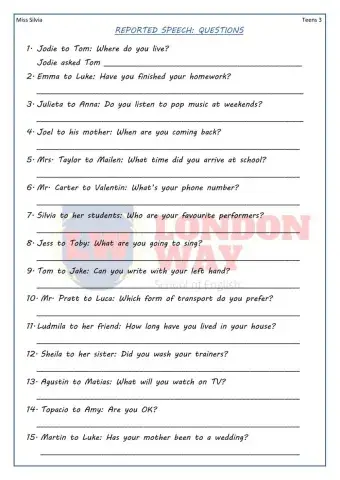 Reported speech: Questions