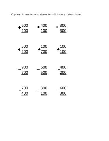 Suma y resta de tres cifras