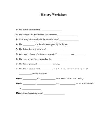 History worksheet