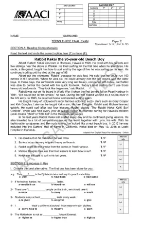 Teens 3 Final Exam AACI 2