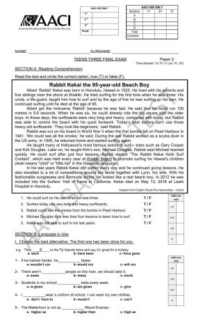 Teens 3 Final Exam AACI 2