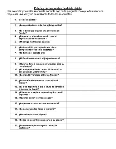 Double Object Pronouns Practice