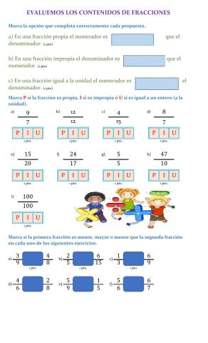 Clasificación y comparación de fracciones