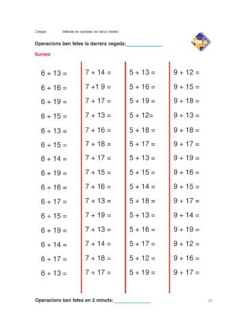 Càlcul mental sumes 5è