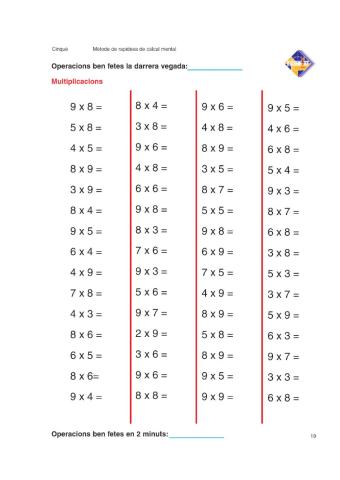 Càlcul mental multiplicacions 5è