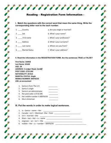 Reading - Registration Form