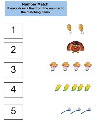 Matching numbers 1 to 5