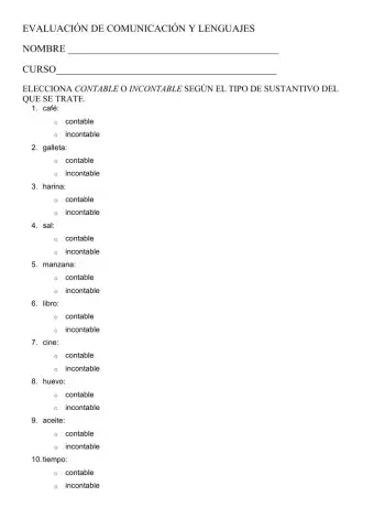 Sustantivos contables e incontables