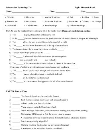 Microsoft Excel Worksheet