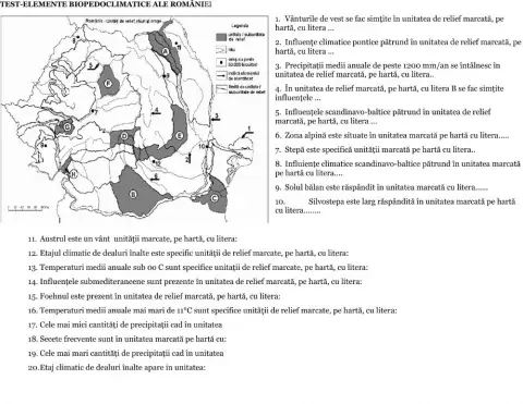 Test-românia-elemente biopedoclimatice