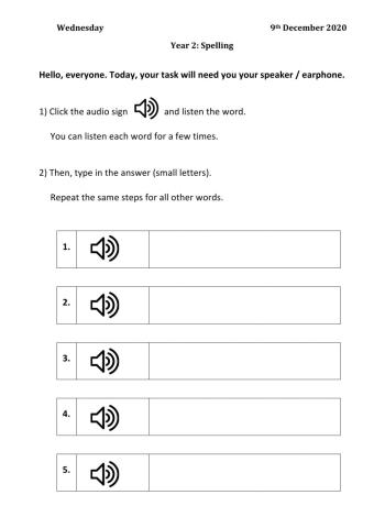 Unit 9: At the Beach (Spelling)