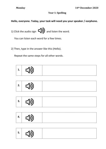 Unit 4: Lunchtime (Spelling)