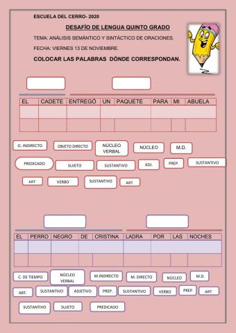Analisis sintactico y semantico de oraciones quinto